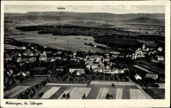 PC Mähringen Kusterdingen in Württemberg, general view with Achalm