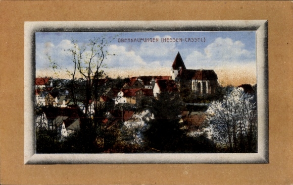 Postcard Oberkaufungen Kaufungen Hessen, partial view, church