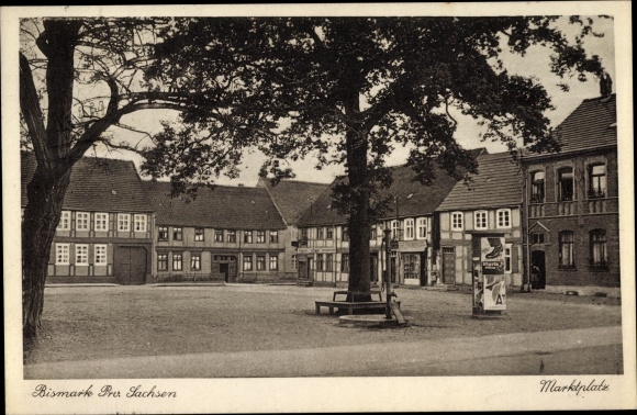 Postcard Bismark in the Altmark, market place