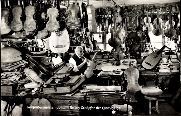 PC Mittenwald Oberbayern, master violin maker Johann Reiter, creator of the octave violin, workshop