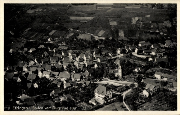 Postcard Efringen Kirchen am Oberrhein, aerial photograph