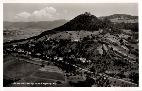 Ak Grießen im Klettgau Baden, Fliegeraufnahme, Ruine Küssaburg
