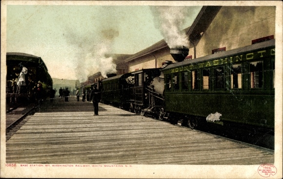 Postcard White Mountains New Hampshire USA, Base Station Mount Washington Railway