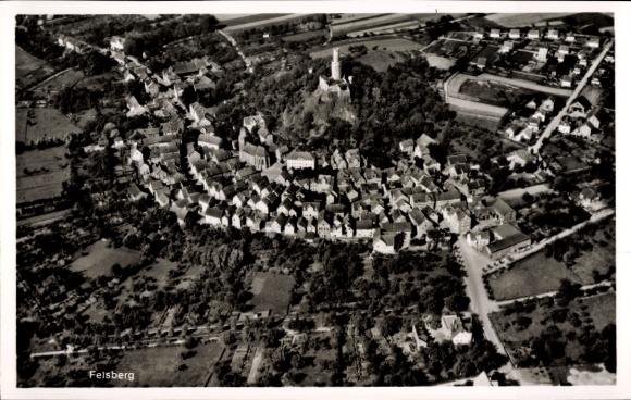 Postcard Felsberg, aerial photograph of the city, surroundings, aerial photograph