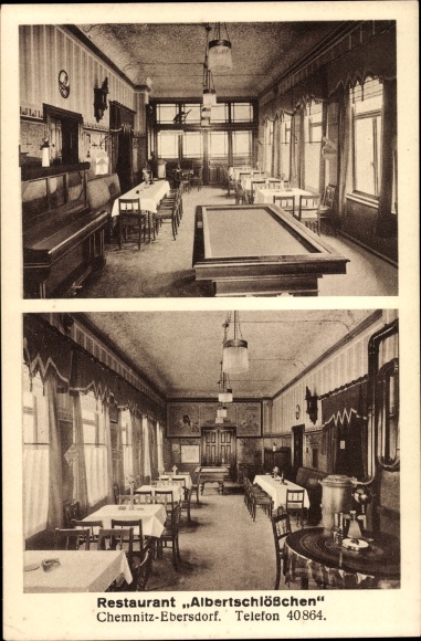 Postcard Ebersdorf Chemnitz in Saxony, Restaurant Albertschlösschen, Frankenbergerstrasse 268