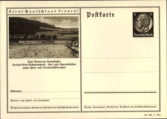 Briefkaart ansichtkaart Bad Soden Salmünster in Hessen, pekelzwembad in de open lucht