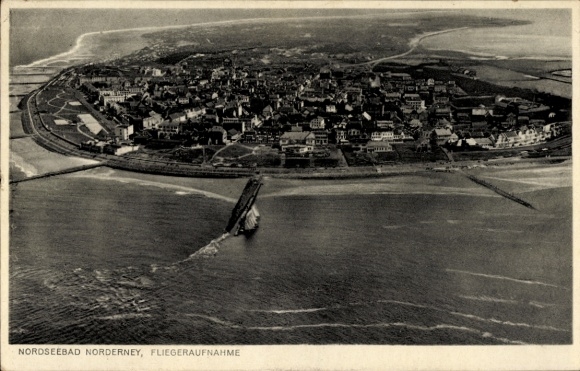 Postcard North Sea resort Norderney East Frisia, aerial photograph