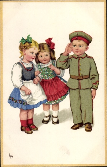 Artist Postcard Döring, Lia, My Acquaintance, Boy in Uniform, Girl