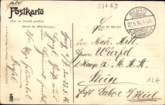 Postcard Burg on the island of Fehmarn, market