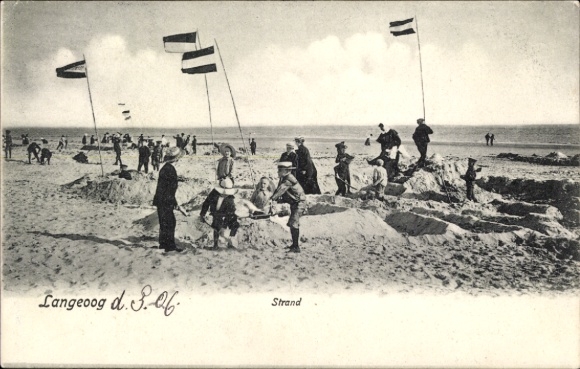 Postcard Nordseebad Langeoog Ostfriesland, beach