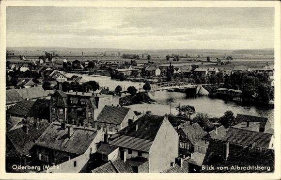 Postcard Oderberg in der Mark, PC with view of Oderberg, view from Albrechtsberg, landscape...