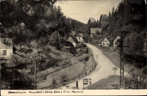 Postcard Räumicht Saupsdorf Sebnitz in Saxony, street section