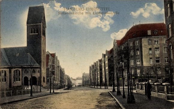 Postcard Hamburg Eimsbüttel, Stefanuskirche, Lutterothstraße