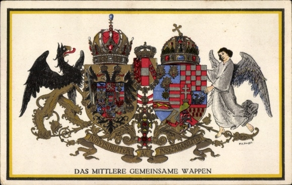 Coat of arms Postcard The middle common coat of arms, Austria Hungary