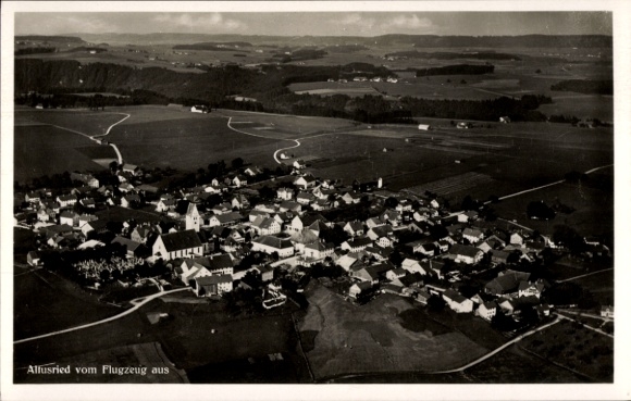 Postcard Altusried im Allgäu, aerial view of rural surroundings, buildings, churches