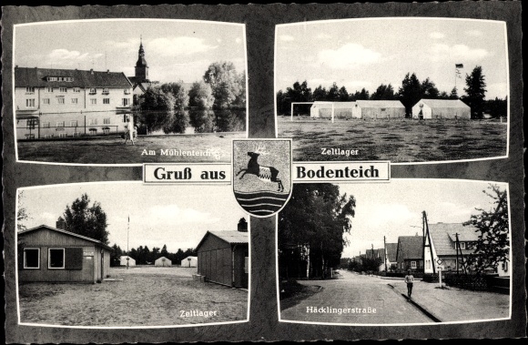 Postcard Bad Bodenteich in the Lüneburg Heath, Am Mühlenteich, tent camp, Häcklingerstrasse