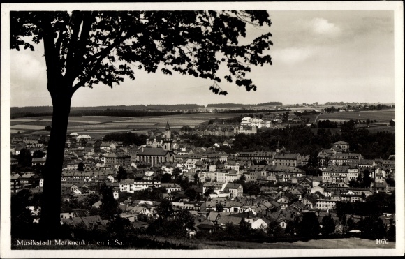 Postcard Markneukirchen im Vogtland, total view of the village