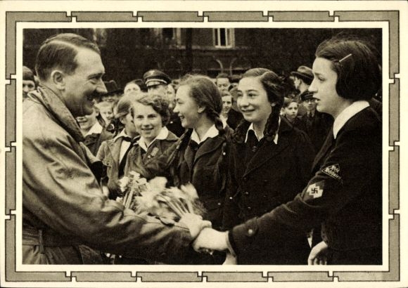Postal stationery Postcard Führer and Reich Chancellor Adolf Hitler, well-wishers, BDM