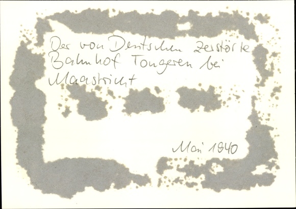 Photo Tongres Tongeren Flanders Limburg, railway station, war damage, May 1940, WWII