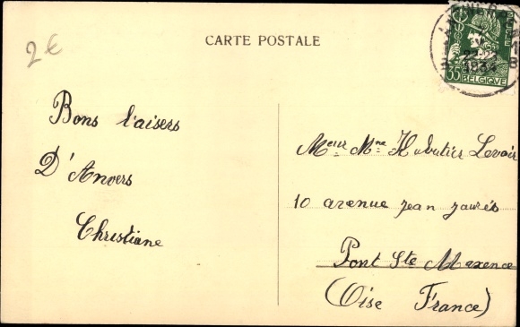 Ansichtkaart Antwerpen Anvers Vlaanderen, stoomboot SS Anversville, Belgian Line
