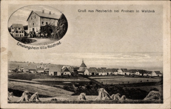 Postcard Neu Berich Neuberich Bad Arolsen in Hesse, general view, convalescent home Villa Waldfried