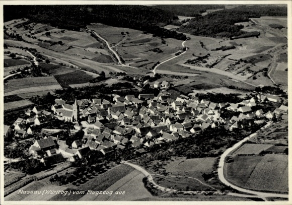 Ak Nassau Weikersheim in Tauberfranken Württemberg, Fliegeraufnahme