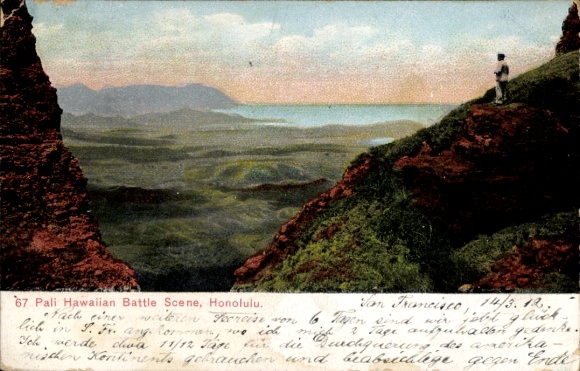 Ak Honolulu Hawaï VS, Pali Hawaiiaanse gevechtsscène