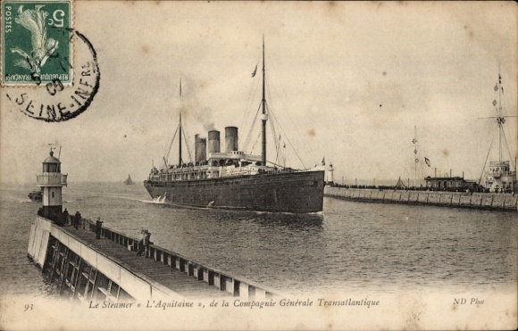CPA Le Steamer L'Aquitaine, Compagnie Générale Transatlantique