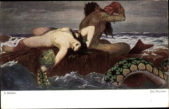 Artists Postcard Böcklin, Arnold, Triton and Nereid
