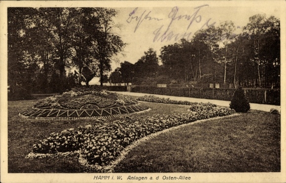 Postcard Hamm in Westphalia, facility on Ostenallee in Hamm