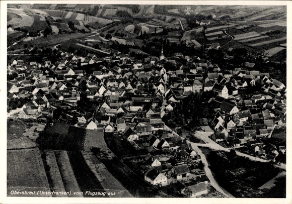 Postcard Obernbreit in Lower Franconia, aerial photograph