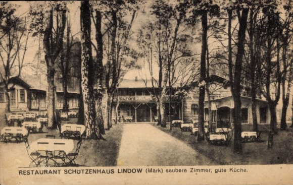 Postcard Lindow in der Mark, Restaurant Schützenhaus, Garden