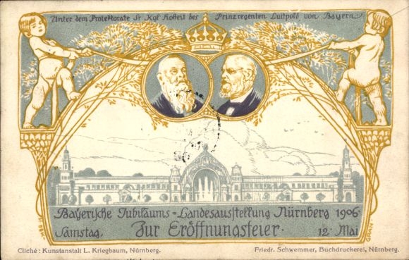 Chromo-Litho Nuremberg, Bavarian State Exhibition 1906, opening ceremony, Prince Regent Luitpold of Bavaria