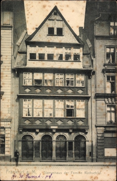Postcard Frankfurt am Main, ancestral home of the Rothschild family