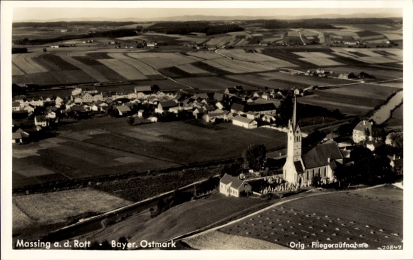 Postcard Massing in Lower Bavaria, aerial photograph