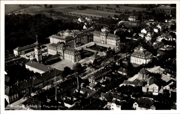 Postcard Bruchsal im Kraichgau, aerial photograph of the castle