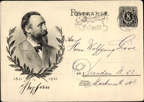 Ganzsachen Ak Heinrich von Stephan, Generalpostdirektor, Jubiläum 1931