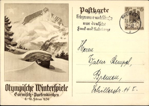 P 258 do USA, Garmisch Partenkirchen w Górnej Bawarii, Zimowe Igrzyska Olimpijskie 1936