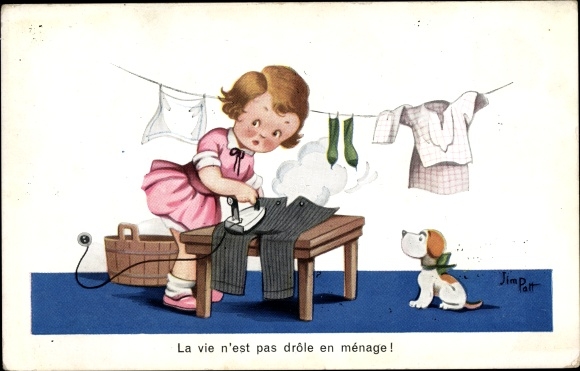 Artist PC Patt, Jim, La vie n&#39;est pas drole en menage, girl irons, dog watches