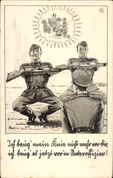 Artist Postcard German Wehrmacht, military exercises with the non-commissioned officer
