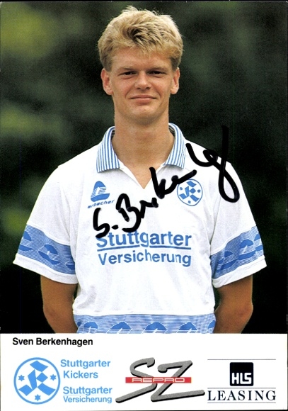 Autograph card footballer Sven Berkenhagen, SV Stuttgarter Kickers, autograph