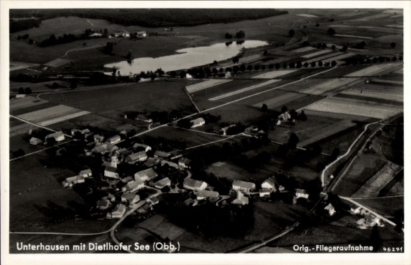 Postcard Unterhausen Dießen am Ammersee, aerial photograph