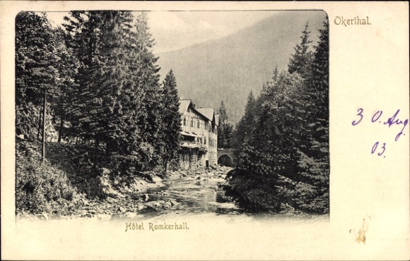 Postcard Oker Goslar am Harz, Hotel Romkerhalle