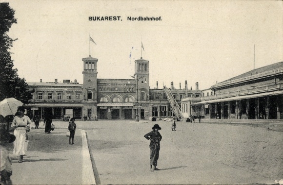 Postcard București Bucharest Romania, North Railway Station