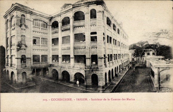 Postcard Saigon Cochinchine Vietnam, Caserne des marins, interior, sailor barracks