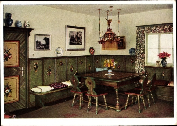 Postcard Obersalzberg Berchtesgaden in Upper Bavaria, Haus Wachenfeld, interior view