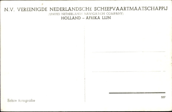 Postcard MS Jagersfontein, United Netherlands Navigation Co.