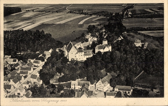 Postcard Illertissen in Swabia, aerial photograph