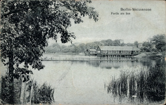 Postcard Berlin Weißensee, on the lake