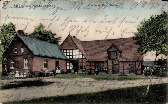 Postcard Großenvörde Warmsen in Lower Saxony, Gasthaus August Becker